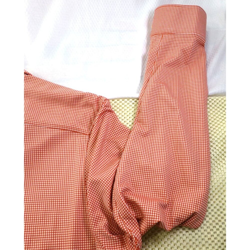 Murano Mens Slim Fit Orange & White Gingham Performance Shirt Size L - Picture 9 of 10